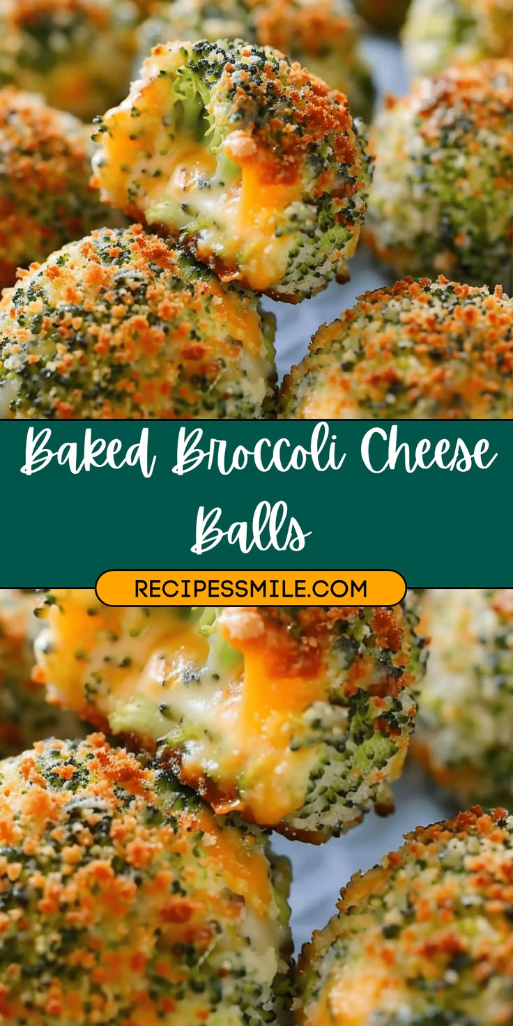 This may contain: baked broccoli cheese balls on a plate