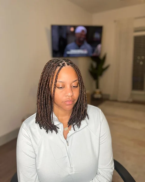 Chic Braided Bob with Warm Auburn Highlights