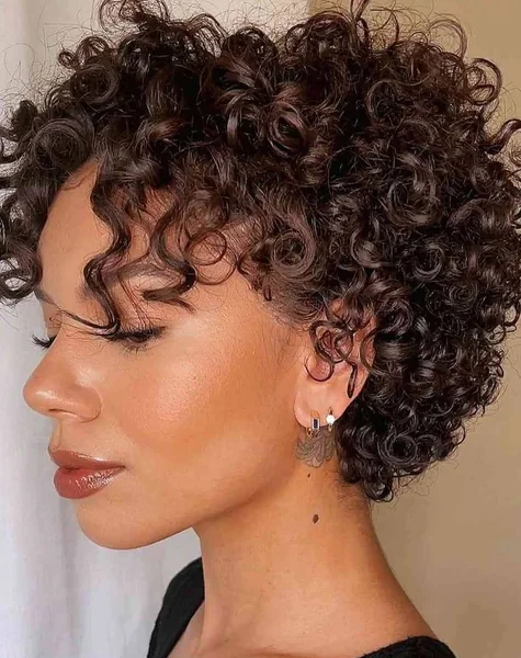 Chic Brunette Bixie with Windswept Feathered Layers