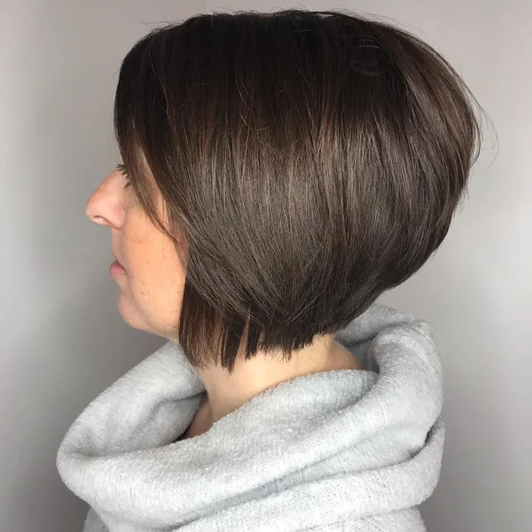 Chic Brunette Inverted Bob with Soft Tapered Layers