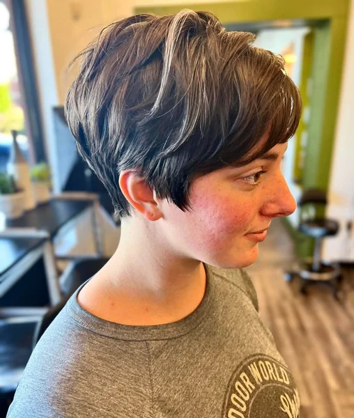 Chic Brunette Pixie with Soft Tapered Silhouette