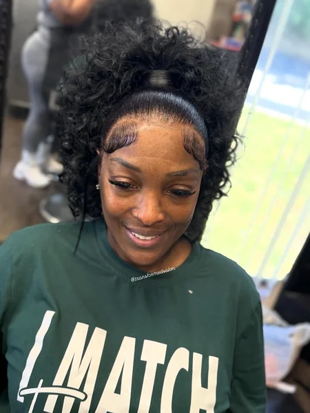 Chic Curly High Ponytail with Laid Baby Hairs