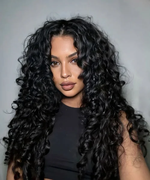 Chic Half-Up Curly Pineapple with Sleek Edges