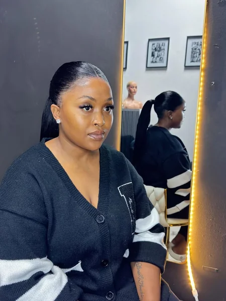 Chic Long Sleek Ponytail with Deep Side Part