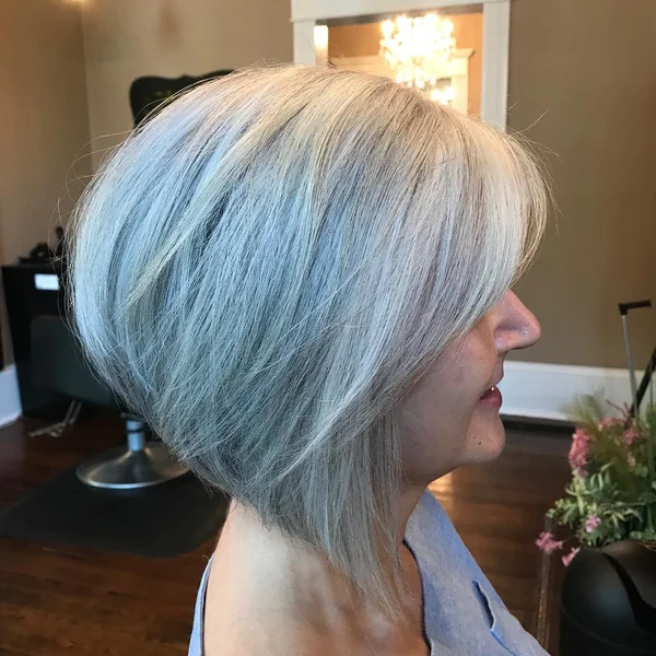 Chic Silver Inverted Bob with Extreme Angled Layers