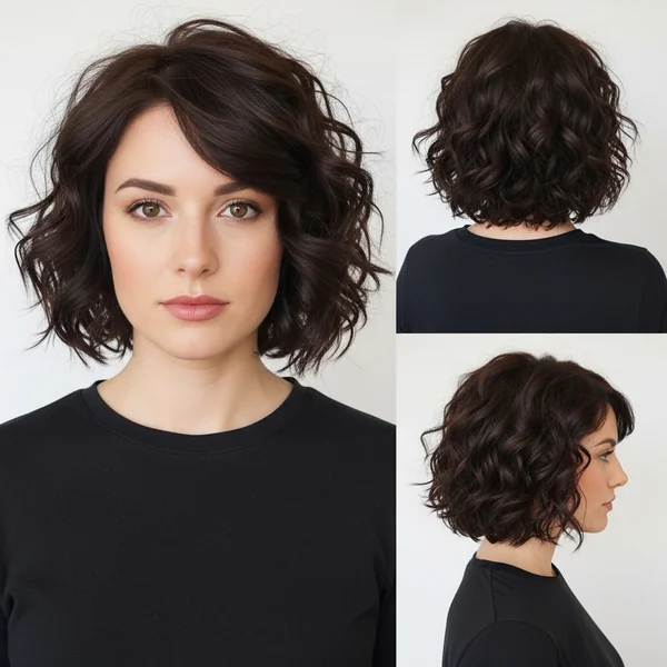 Chin Length Curly Bob Hairstyles