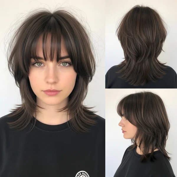 choppy layered haircuts for medium hair with curtain bangs
