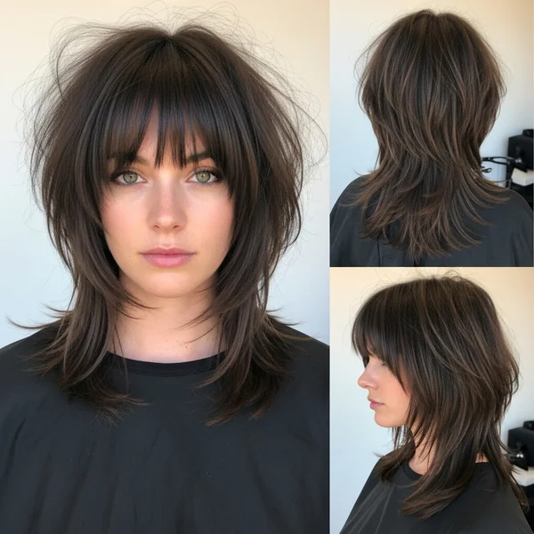 Choppy Long Layers With Bangs