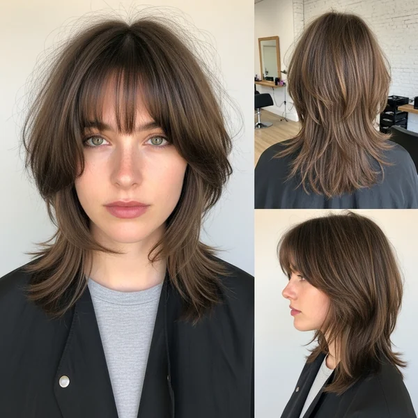 Choppy Shag Hairstyles Medium Curtain Bangs