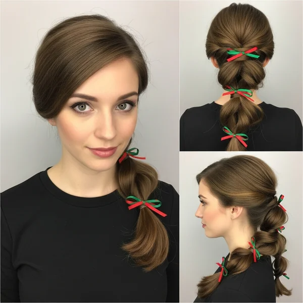 Christmas Hairstyles with Ribbon