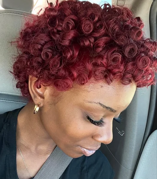 Cocoa Brown Pixie with Deep Voluminous Waves