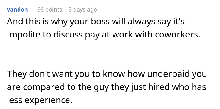 Text commentary on workplace pay transparency challenges. Text commentary on workplace pay transparency challenges.
