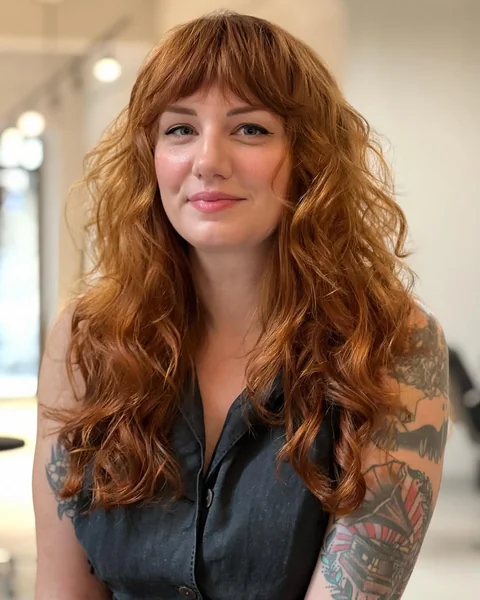 Copper Shag with Full Brow-Skimming Bangs