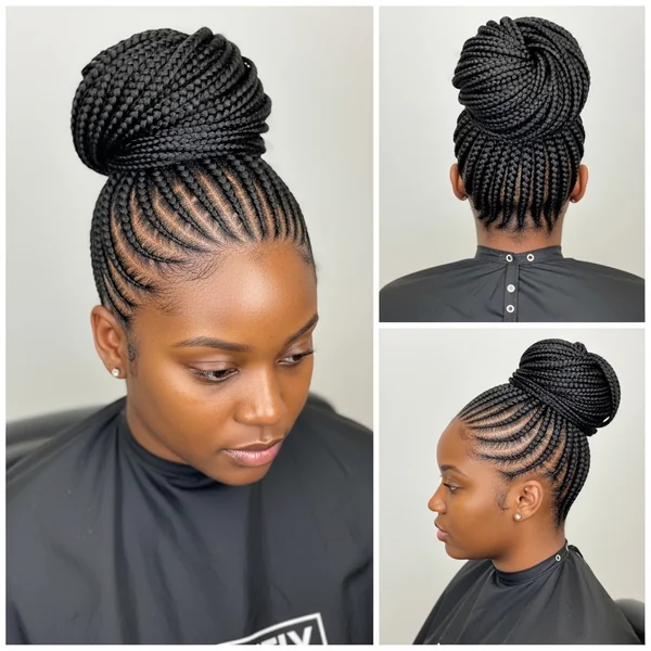 cornrow hairstyles updo high bun