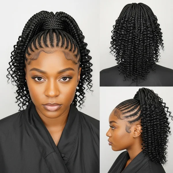 Cornrow Ponytail With Curls