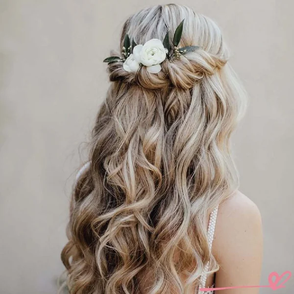 Creamy Blonde Voluminous Updo for High Necklines