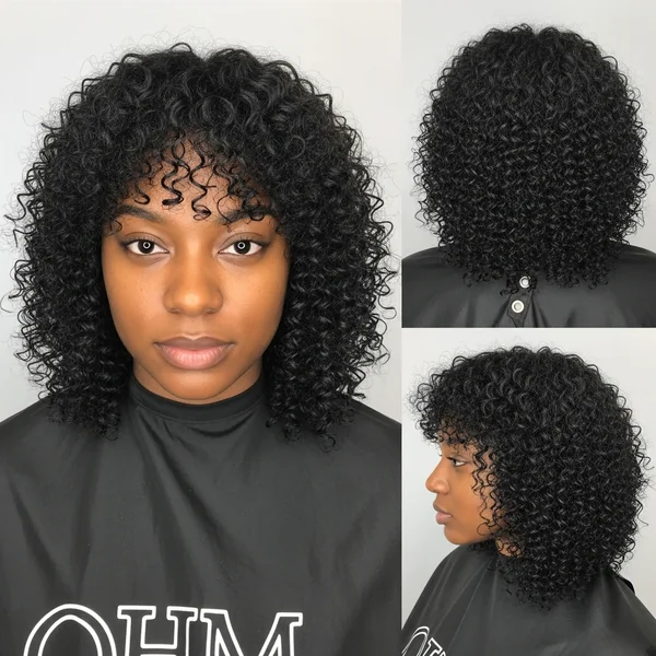 curly bangs hairstyles for black women