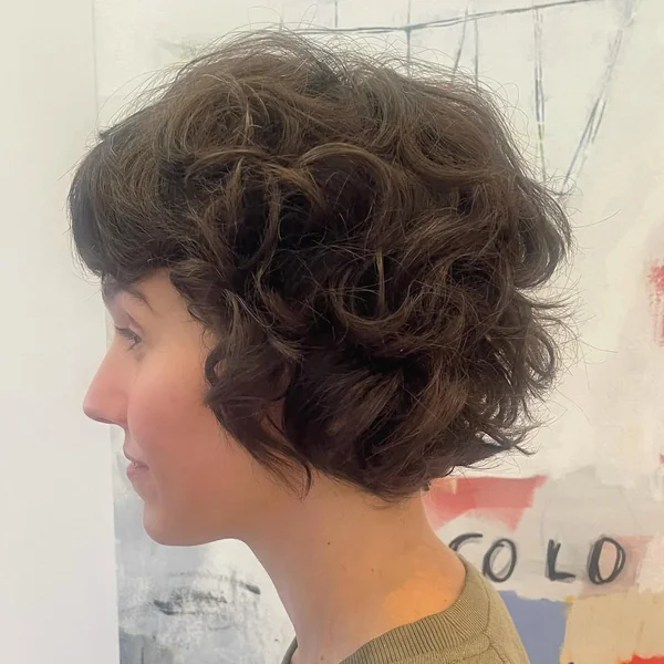 Curly Brunette Shaggy Bob