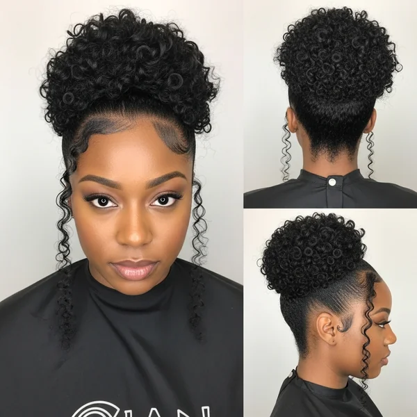 curly bun hairstyles for black women