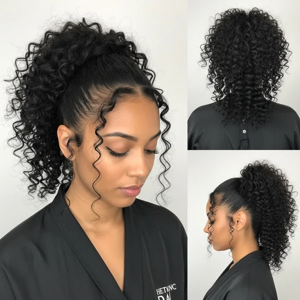 Curly Half Up Half Down Ponytail