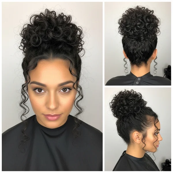 curly high bun hairstyles