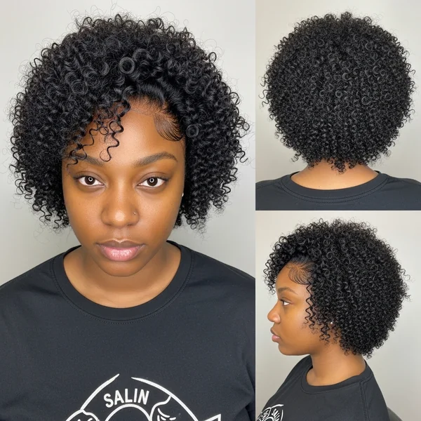 curly wig hairstyles black women half up