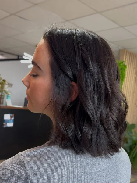 Deep Mocha Wavy Bob with Tucked Detail