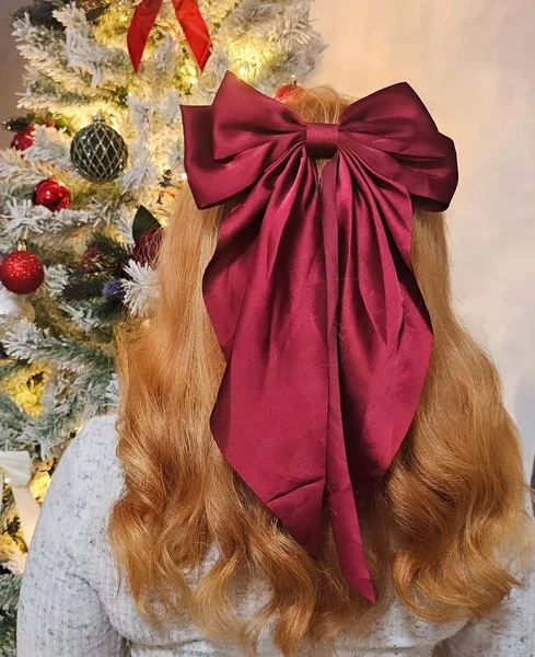 Dramatic Oversized Burgundy Satin Bow for Festive Waves