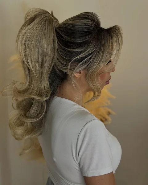 barbie ponytail with bangs