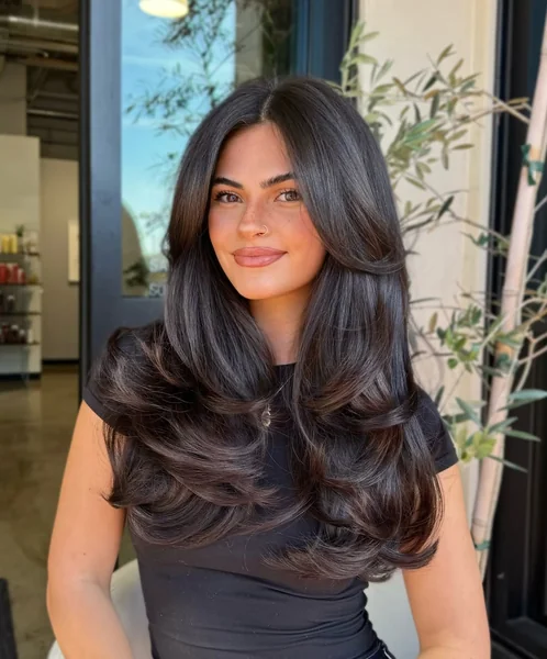 Dreamy Honey-Bronde Shag with Wispy Butterfly Bangs