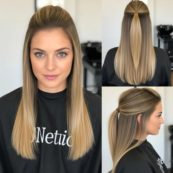 Easy Half Up Half Down Hairstyles Straight Simple Long Hair