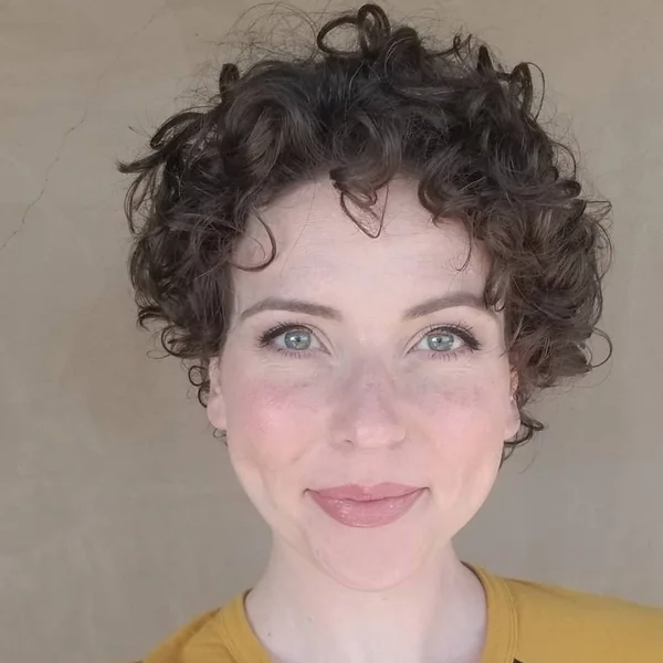 Effortless Brunette Pixie with Messy Ringlet Texture