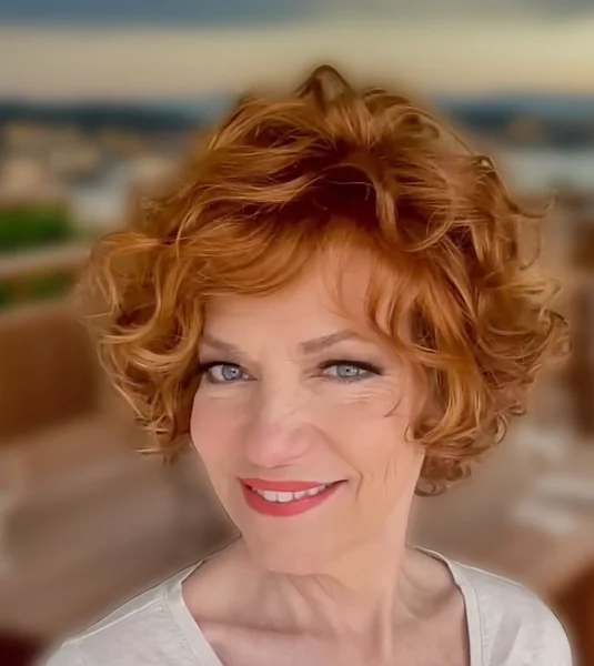 Fiery Copper Curls with Soft Tapered Layers