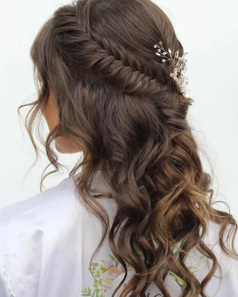 Fishtail Braid Detail on Soft Brunette Waves