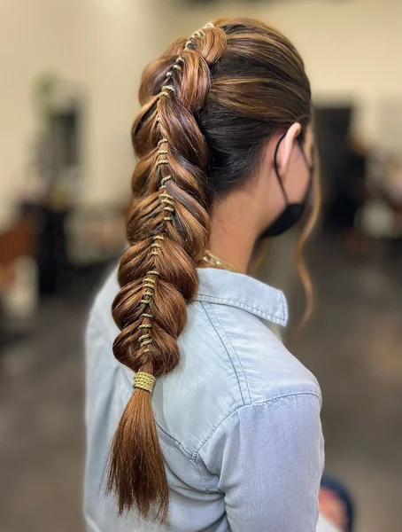 Giant Pull-Through Braid with Golden Thread Detail