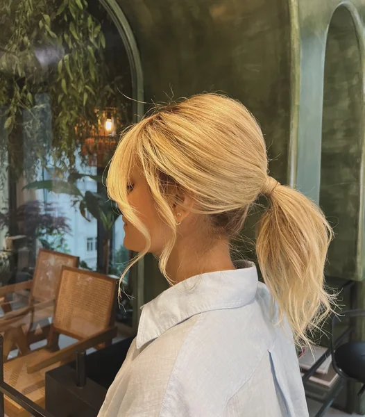 Glamorous Low Ponytail with Soft Barrel Curls