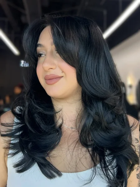 Glossy Black Butterfly Cut with Maximum Face Volume