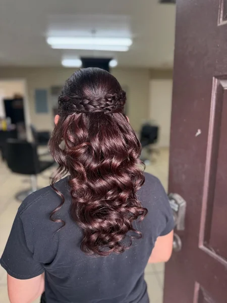 Glossy Dark Cherry Half-Up Braided Hairband