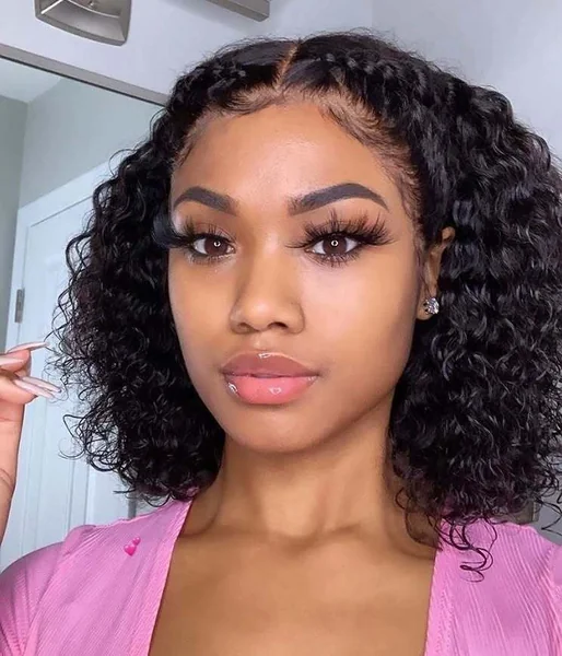 Glossy Defined Deep Curly Bob with Braids