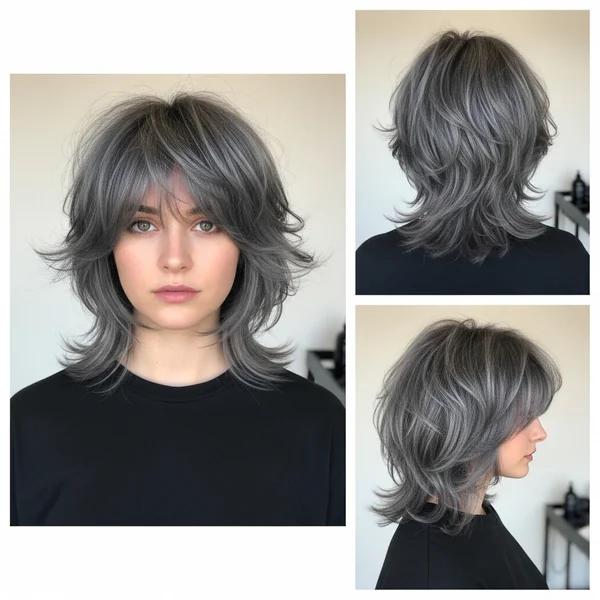 Gray Shaggy Bob Hairstyles