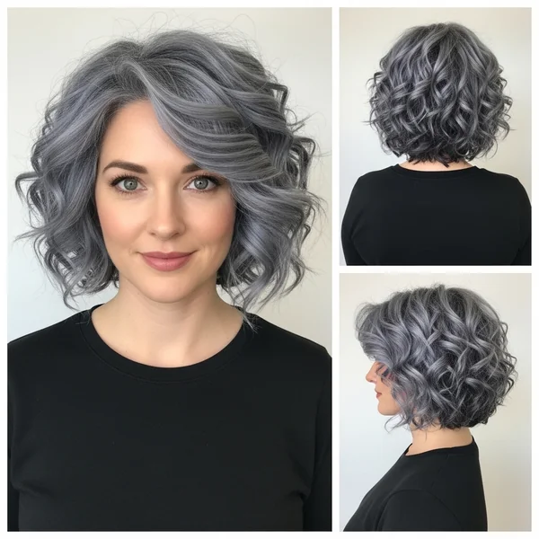 Grey Curly Bob Hairstyles