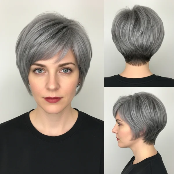 Grey Pixie Bob Haircut