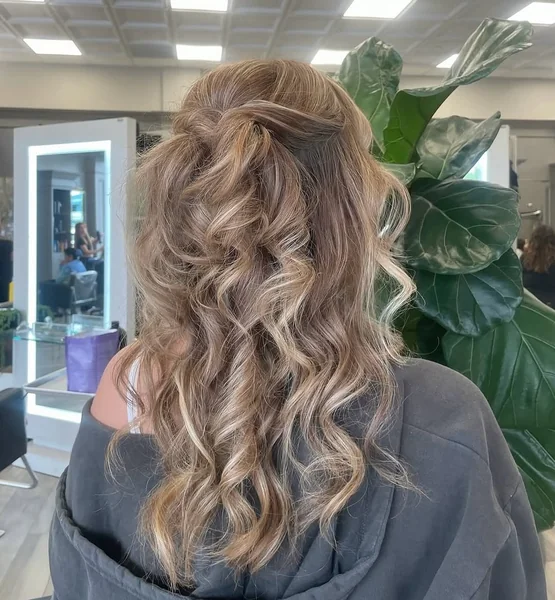 Half-Up Blonde Curls with Soft Twists
