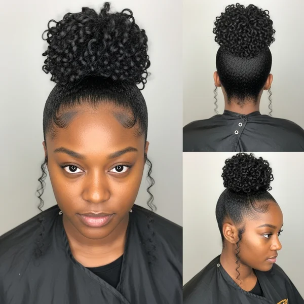 Half Up Half Down Bun Black Women