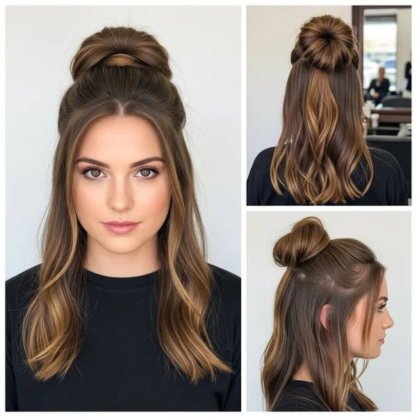 Half Up Half Down Bun Hairstyles