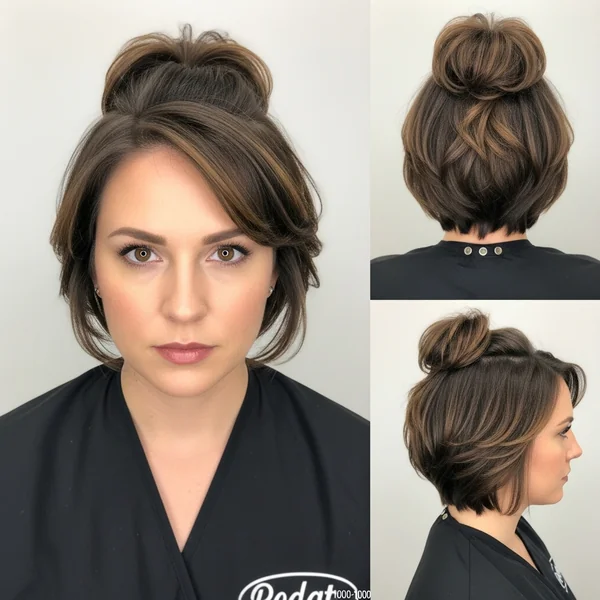 Half Up Half Down Bun Short Hair