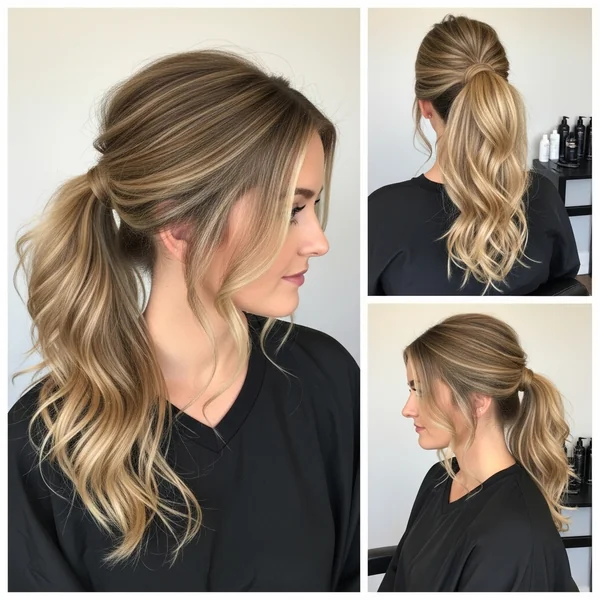 Half Up Half Down Low Ponytail Hairstyles