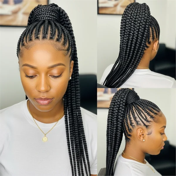 High Braided Ponytail Hairstyles Black Women