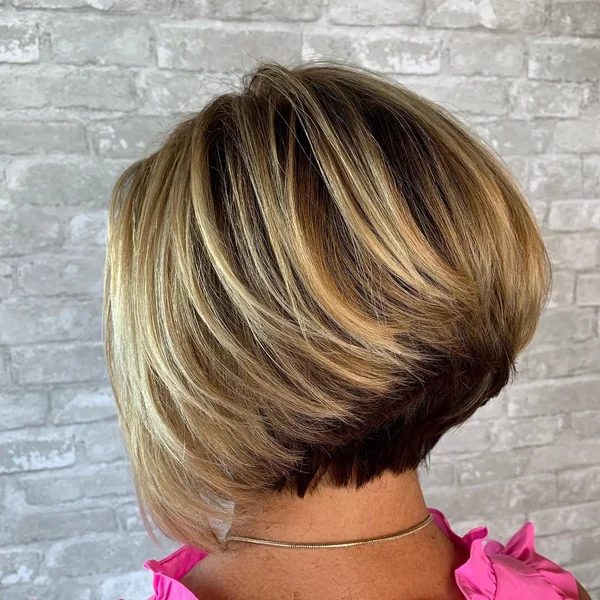 High-Contrast Golden Stacked Bob with Dramatic Undercut