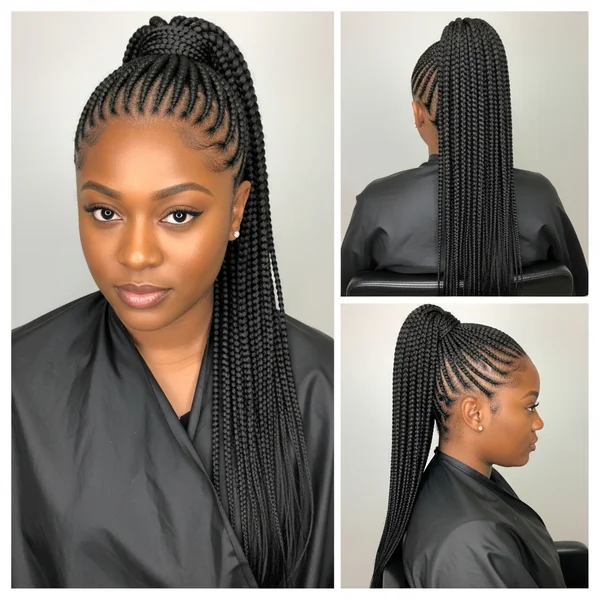 High Ponytail Hairstyles for Black Women Braids